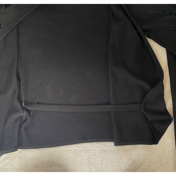 Jones New York Top Size 0P Black Wrap Knit Velvet Floral Vintage 1990s Elegant - Picture 12 of 14